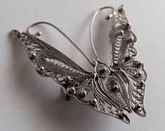 Etsy :: Your place to buy and sell all things handmade Silver Butterfly Pins For Gift, Butterfly Filigree Jewelry For Weddings, Unique Filigree Brooch For Wedding, Unique Filigree Brooches For Wedding, Butterfly Filigree Wedding Jewelry, Unique Wedding Filigree Brooch, Wedding Butterfly Filigree Jewelry, Unique Wedding Brooches With Intricate Design, Ornate Brooches With Intricate Design As Gift