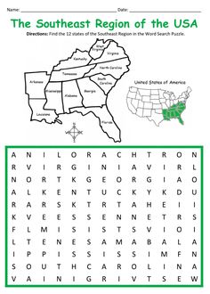 the southeast region of the usa word search