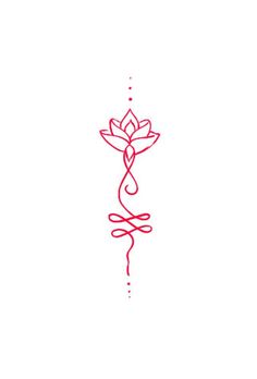 a red line drawing of a flower on a white background with the word love written in it