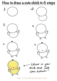 how to draw a cute chick in 6 steps step by step drawing instructions for kids