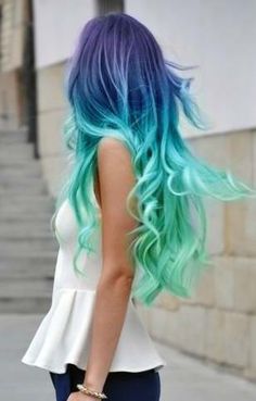 Purple to green Blonde Ombre Hair, Hair Color Crazy, Natural Human Hair, Awesome Hair, Ombre Hair Color