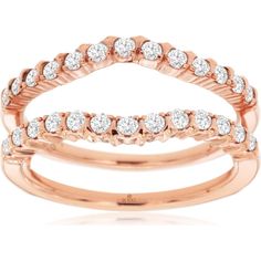 Royal 14K Rose Gold Diamond Insert Ring - 0.50 Carat Total Diamond Weight Classic Stackable Rose Gold Diamond Ring, Elegant Stackable Diamond Rings In Rose Gold, Elegant Rose Gold Diamond Stackable Rings, Elegant Pink Gold Diamond Ring With Brilliant Cut, Elegant Pink Gold Diamond Ring With Accents, Elegant Pink Gold Diamond Ring For Wedding, Elegant Blush Ring For Anniversary, Elegant Pink Gold Diamond Wedding Ring, Elegant Blush Rings For Anniversary