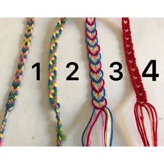 four different types of braiding are shown in this image, with the number one on each side