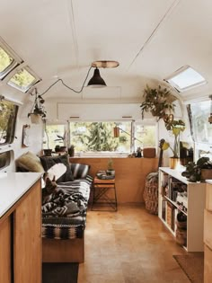 the interior of an airstream converted for sale in seattle, wa on instagram