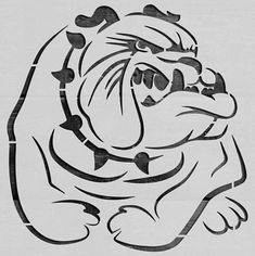 a black and white drawing of a bulldog