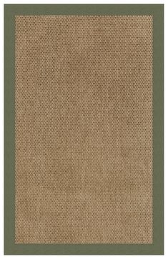 a brown and green area rug with an olive border on the bottom right hand side