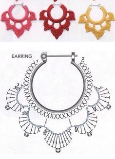 four different designs of hoop earrings and an image of the same pattern on each one