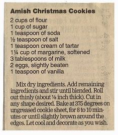 a recipe for christmas cookies with instructions on how to make them