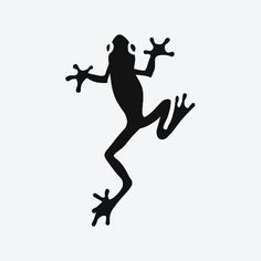 a black and white silhouette of a frog on a white background with the words, gecko