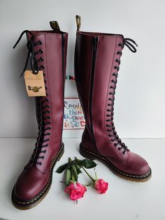 I have a selection of more than 500 pair of RARE, VINTAGE Dr Martens boots. Please visit my SHOP to check out my other DOCs. I will be listing new ones every day.  Brand New Dr Doc Martens 20 holes 1b60 tall knee high zip burgundy red boots UK5 EU38 US7 Let me know in case you have any questions Vintage Dr Martens, Martens Boots, Dr Martens Boots, Red Boots, Doc Martens, Burgundy Red, Dr. Martens, Boot Shoes Women, Bordeaux