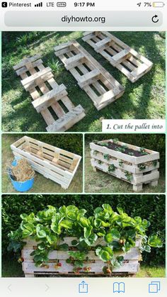 several different types of planters made out of wooden pallets