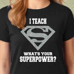 Superhero Tshirts, Group Matching Tshirts, Teacher Shirts, Matching tees for work!  Customize your superpower in personalization at checkout.  Shirts are available with or without glitter! SIZING -------------------- Unisex tees are true to size.  THE LADIES FIT TEES RUN SMALL IN THE CHEST- WE RECOMMEND YOU ORDER UP ONE SIZE, UNLESS YOU PREFER A MORE FITTED LOOK.  Please look at the size chart (in the photos) carefully and be sure to order the correct size.    All items are made to order, so we do no accept returns. SHIPPING -------------------- Each item is made to order. We generally ship in 3-5 business days, but please see our store front page for our most current shipping times.  September and October are our busiest months, so processing may take longer.  All orders are shipped via U Superhero Shirts, Superhero Teacher, Super Hero Shirts, Teacher Costumes, Matching Tshirts, Group Matching, Glitter Shirt, Superhero Shirt, Group Costumes