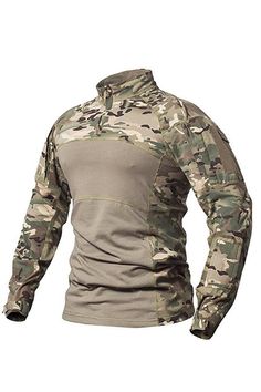 Military Style Khaki Top For Outdoor Activities, Khaki Techwear Tops For Outdoor, Camouflage Long Sleeve Tops For Outdoor Activities, Long Sleeve Camouflage Tops For Outdoor Activities, Tactical Long Sleeve Tops For Outdoor, Moisture-wicking Techwear Tops For Outdoor, Military Clothes, Military Suit, Perimeter Security