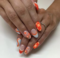 Popular Summer Nails, Summer Nails Designs, Retro Nails, Cleaning Advice, Hippie Nails, Simple Acrylic Nails, Cute Gel Nails