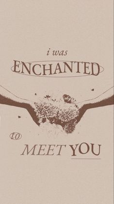 the words i was enchanted to meet you are written in black on a beige background