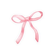 a pink ribbon tied to the side of a white wall with an image of a bow on it