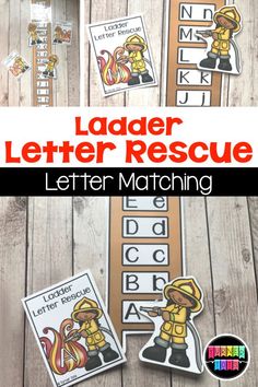 a fireman themed letter and number matching game for kids to practice their handwriting skills