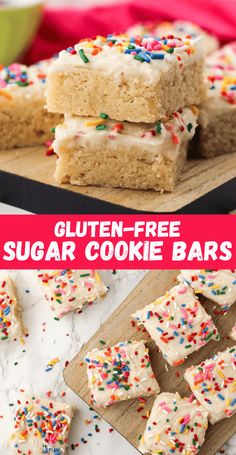 gluten - free sugar cookie bars with sprinkles on top