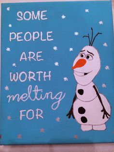 some people are worth melting for snowman on blue background with white stars and red nose