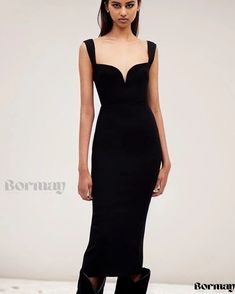 Bormay - Sophisticated Sleeveless Black Dress with a Contemporary V-Neck Design V Neck Black Dress, Sleeveless Black Dress, Fitted Maxi Dress, Wrap Around Skirt, Neck Bodycon Dress, Home Dress, Mid Length Skirts, Black Sleeveless Dress, Skirt Skirt