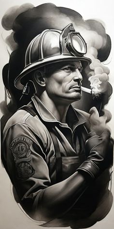 FIREMAN TATTOO DESIGN 30 Tattoo, Hero Tattoo, Chicanas Tattoo, Gay Tattoo, Gas Mask Art, Hyper Realistic Tattoo, Black Art Tattoo