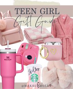 a pink gift guide for the girl who likes to travel with her teddy bear and other items