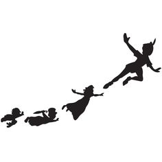 the silhouettes of children are flying through the air