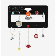 Naruto Shippuden Mismatch Hoop & Stud Earring Set Mix And Match Your Accessories To Suit Your Naruto Shippuden Mood With This Earring Set. Featuring Hoops And Studs With Enamel And Faceted Gem Details. Alloy Shonen Jump, Pineapple Earrings, Round Dangle Earrings, Boho Style Earrings, Long Tassel Earrings, Mini Hoop Earrings, Stone Wrapping, Heart Dangle Earrings, Mismatched Earrings