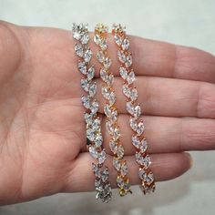 White Yellow or Rose Gold Clear Marquise Cut Falling | Etsy Hand Jewellery, Crystal Falls, White Gold Bangle, Sparkle Wedding, Falling Leaves, Gold Bangle, Hand Jewelry, Keep Jewelry, Marquise Cut