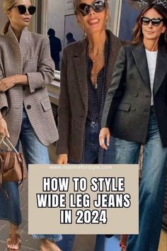 Gray Jeans Outfit Fall, Outfits With Wide Leg Jeans, Beige Jeans Outfit, How To Wear Wide Leg Jeans, Beige Blazer Outfit, Styling Wide Leg Jeans, How To Style Wide Leg Jeans, Stylish Jeans Outfit, Style Wide Leg Jeans