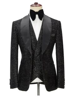 Stomach Sleeve, Lapel Wedding, Prom Suits For Men, Satin Shawl, Costume Noir, Suits Prom, Evening Dinner, Party Jackets, Sparkle Wedding