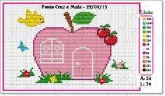 an apple with the number ten on it is shown in this cross - stitch pattern