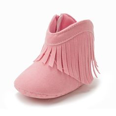 For the perfect fall look, keep your little one's paws pampered with these Baby Soft Sole Anti-slip Moccasin/Booties. Crafted in a suede material, they are suitable for newborns all the way up to toddlers. Offering a cozy fit and enhanced safety, these booties are the perfect way to keep your little one's feet warm and stylish. Tassel Boots, Pink Boots, Shoes On Sale, Cozy Fits, Round Toe Heels, All The Way Up, Baby Socks, Suede Material