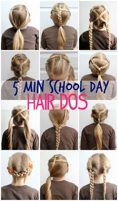 5 minute school day hair dos- easy and stays in! 5 Minute Hairstyles For School, Easy Hair Dos, Canada Lifestyle, Girls School Hairstyles, Easy Hairstyles For Kids, 5 Minute Hairstyles, Cute Hairstyles For School