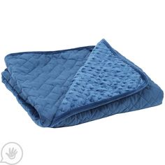 the blue blanket is folded on top of it