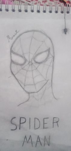 a drawing of a spider man with the words spider man written on it