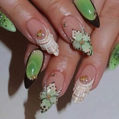 Super Cute And Stylish Ships In 5-10 Business Days Orchid Nails, 2023 Nails, 3d Flower Nails, Green Nail Designs, Nagel Tips, Nail Swag, Fall Nail Art, Fire Nails, Artificial Nails