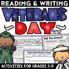 veterans day activities for students to use with the text reading and writing veteran's day