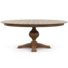 an oval wooden table with two pedestals on one end and four leaves on the other