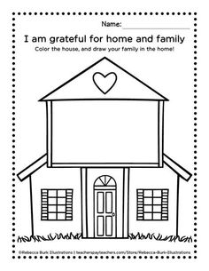 a house with a heart on it and the words i am grateful for home and family