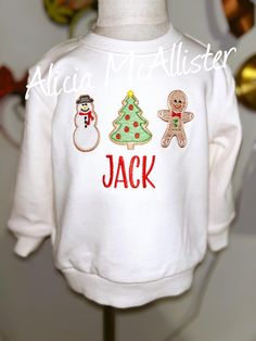 Super soft cream colored sweatshirt with  embroidered Christmas cookies.  Other appliqué designs or monogramming available upon request. Christmas Puppies, Appliqué Designs, Colorful Sweatshirt, Embroidered Christmas, Saint Marys, Christmas Puppy, Sweatshirt Christmas, Embroidered Sweatshirt, Happy Heart