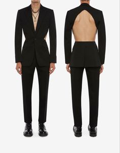 Men’s High Fashion Suit, Backless Blazer Men, Futuristic Fashion Aesthetic Men, Open Back Suit Men, Backless Suit Men, Feminine Suits For Men, Formal Mens Fashion Party, Open Back Suit, Genderless Outfit