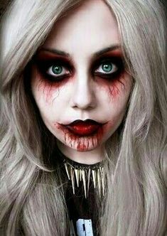 Creepy Halloween Costumes, Vampire Makeup, Creepy Halloween Makeup, Cool Halloween Makeup, Creepy Doll