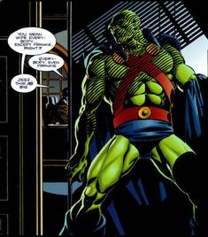 a comic book page with an image of a green man