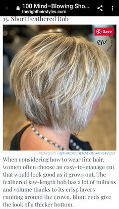 Short Feathered Bob, Bob For Fine Hair, Fine Hair Men, Square Face, Short Hairstyle, Hair St