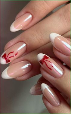 Get inspired by 30  adorable bow nail designs, from cute 3D bow nails to short and sweet styles in pink, red, white, gold, and black. This also includes coquette nails, ribbon nails, short bow nails, french tip bow nails, bow nail art. (📷 hono_nails IG) Cute Nail Inspo Colorful, French Tip Nails On Short Nails, Nail Designs Small Nails, Non Acrylic Nail Designs, Red And Pink Nails French, Nail Ideas For Boyfriend, French With Bow Nails, Bow Fall Nails, Yellow Bow Nails