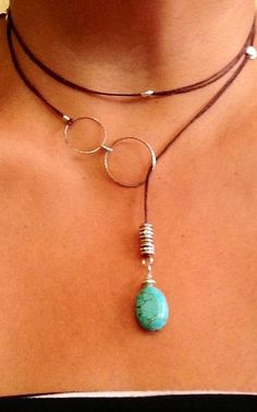 Turquoise Choker, Boho Choker, Wrap Necklaces, A Necklace, Silver Earring, Hippie Chic, Jewelry Projects, Bohemian Jewelry