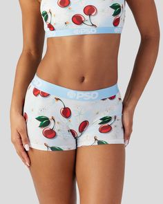 Featuring fresh bloom and in-season cherries, this new women’s look is ready for summer! The Summer Cherry Boy Short is made from a silky poly blend with a comfortable full coverage, keep-you-in fit. The PSD boy shorts are perfect for everyday wear and working out. | PSD Women's Summer Cherry Short, Size Medium, Polyester/Blend Psd Women, Amanda Williams, Holiday Wishlist, Summer Cherries, Gym Girl, Eyelash Serum, Teenage Fashion, Cute Sets, Baddie Outfits Casual