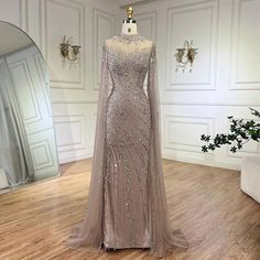 2024 Nude Cape Sleeves Mermaid Lace Beaded Luxury Dubai Long Evening Dress - Perfect for Women's Wedding Parties Straight Wedding Dresses, Gown With Cape, Cape Sleeve Dress, Beaded Cape, Mother Wedding Dress, Long Evening Dress, Bohemian Wedding Dress, Cape Sleeves, Lace Mermaid