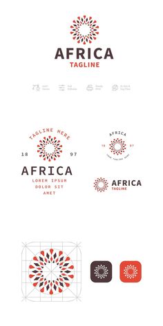 the logo for africa is shown in red, white and black colors on a white background